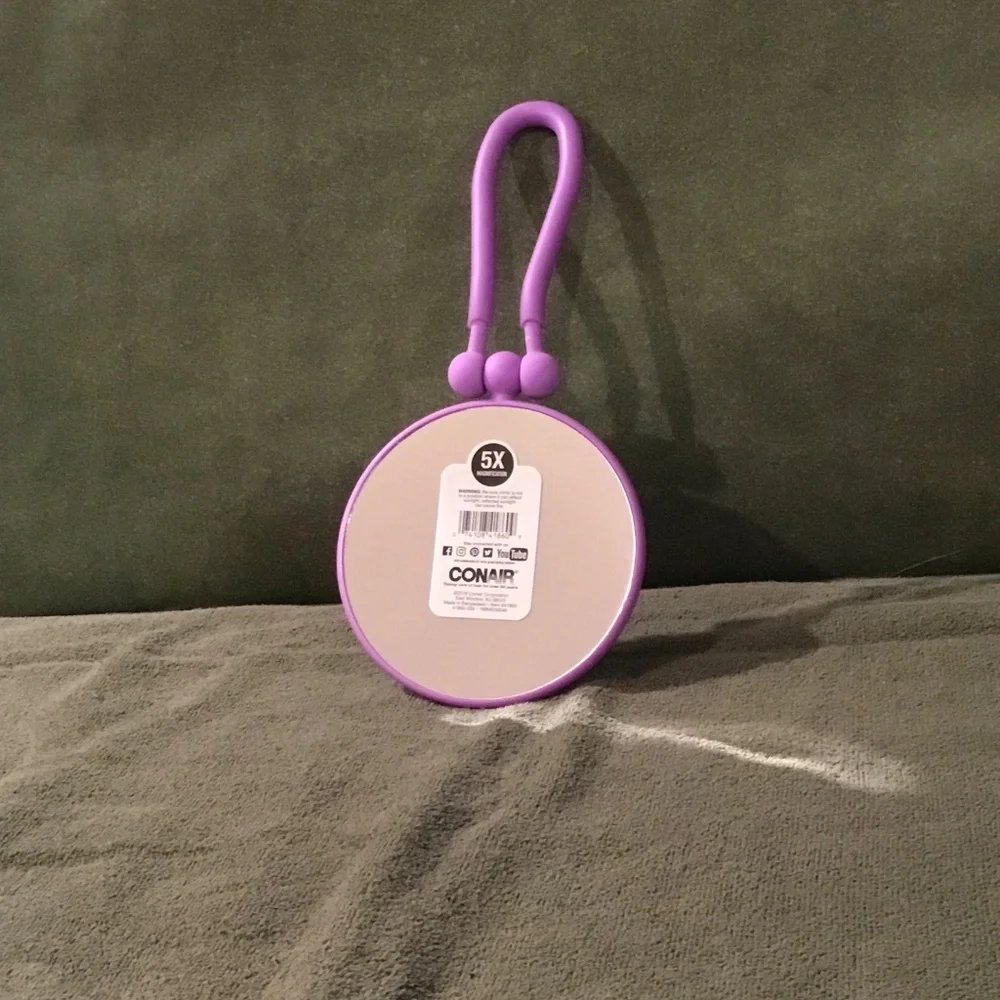 Conair Soft Touch Hand Held Round Mirror - 1x/5x - Purple